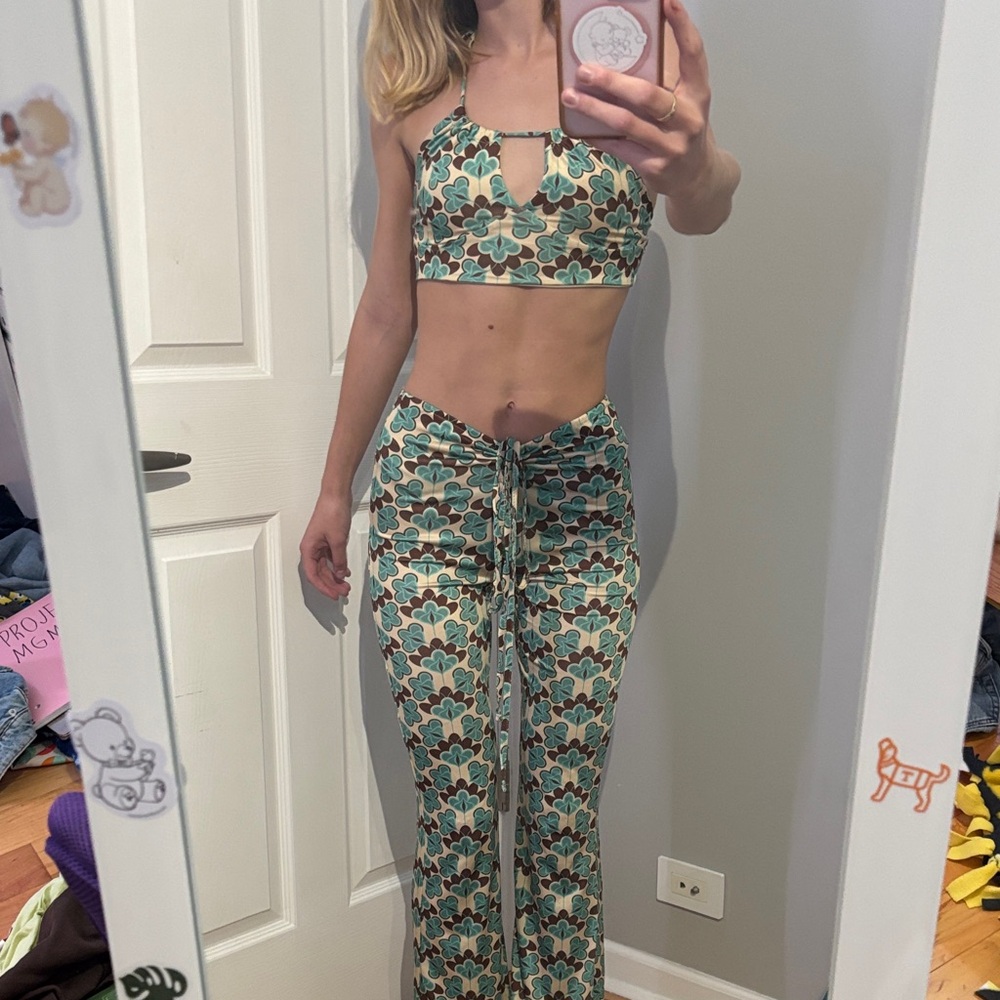 Pull&Bear Teal and Brown Floral Set